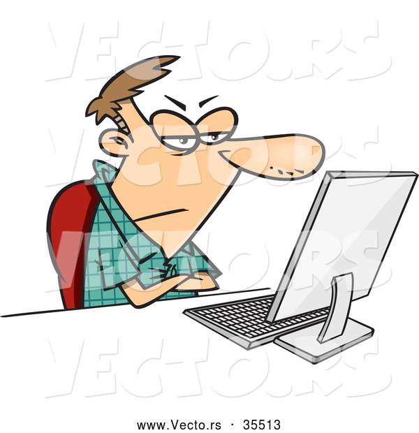 vector-of-a-grumpy-cartoon-man-sitting-at-a-desk-in-front-of-his-computer-with-arms-crossed-by-ron-leishman-35513.jpg