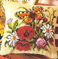 Vervaco 1200-496 Butterfly and Flowers Cushion Front.jpg