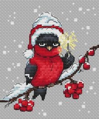 Bird cross stitch pattern, christmas cross stitch design, bullfinch cross stitch pdf, animals...jpeg