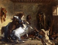 Eugene Delacroix - Arab Horses Fighting In A Stable.jpg
